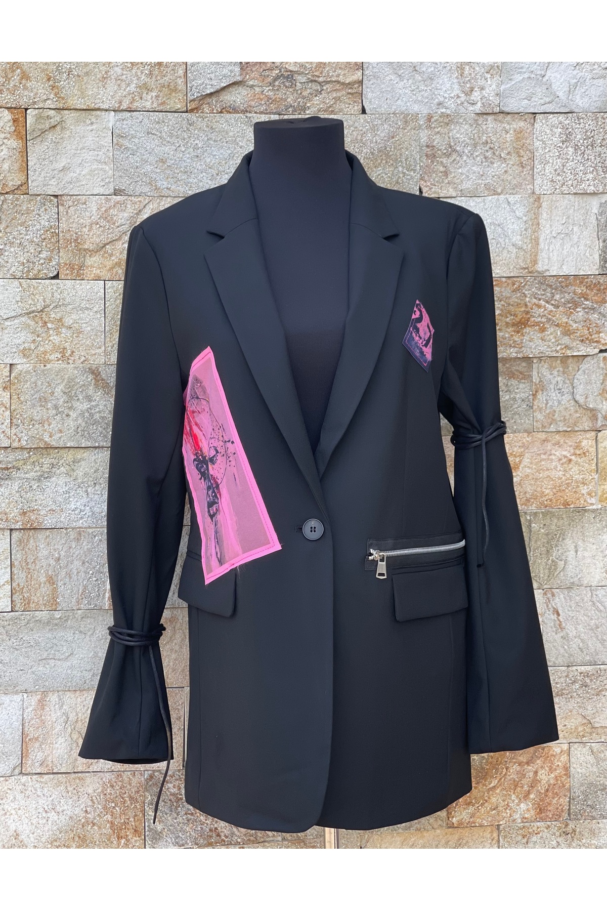 Sacou Damă Pink Classy Handmade, Design Neo-Clasic, Negru