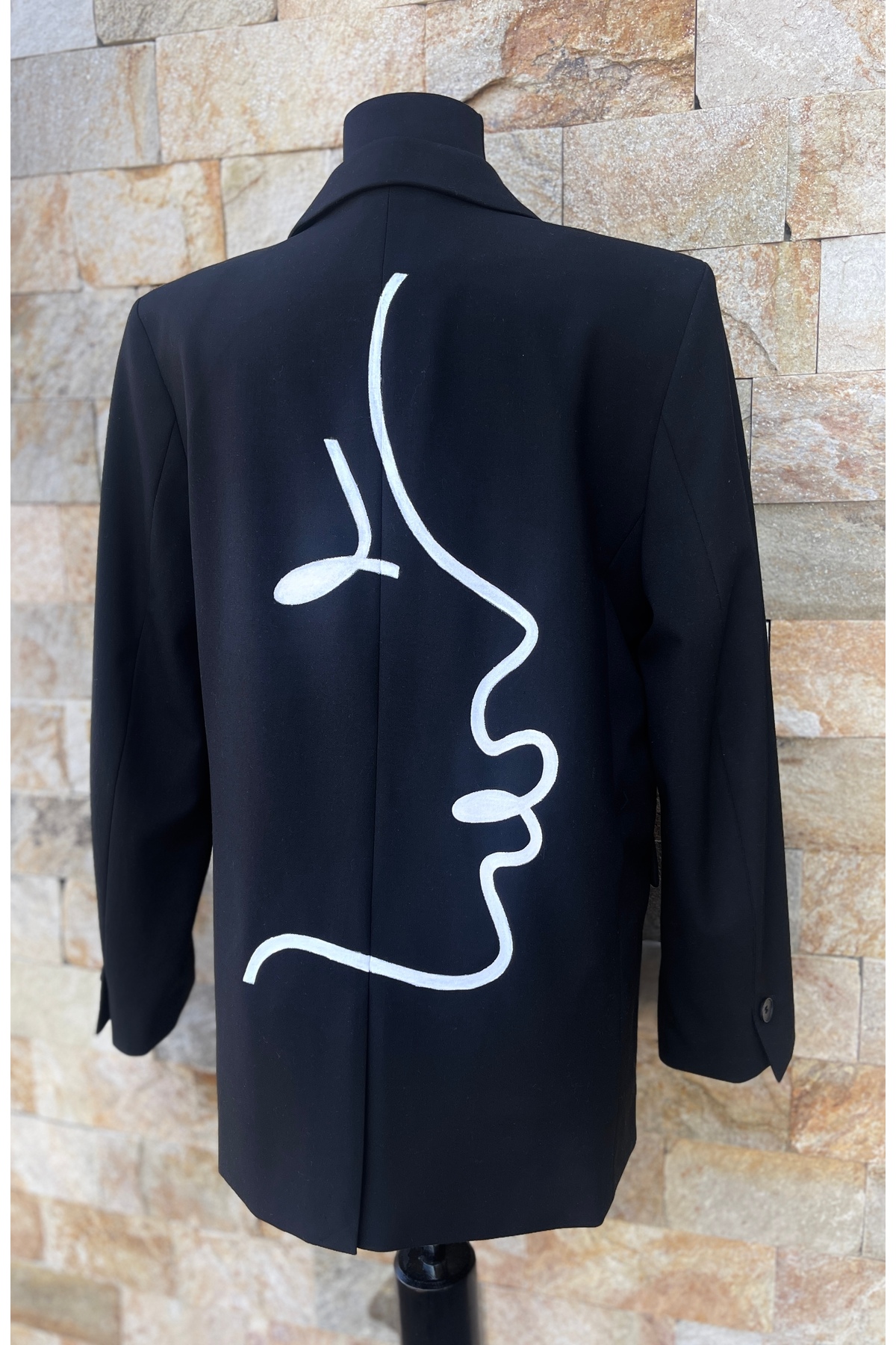 Sacou dama Glory handmade, cu design artistic original, negru