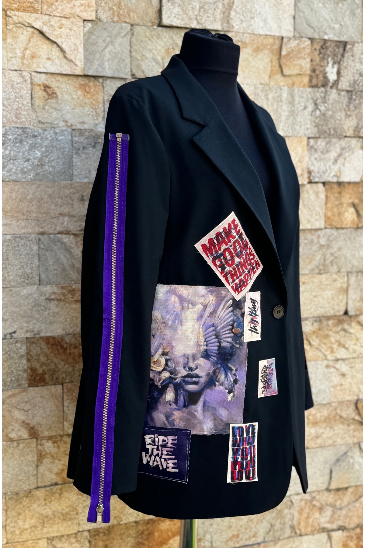 Sacou Damă Purple Style Handmade, Negru